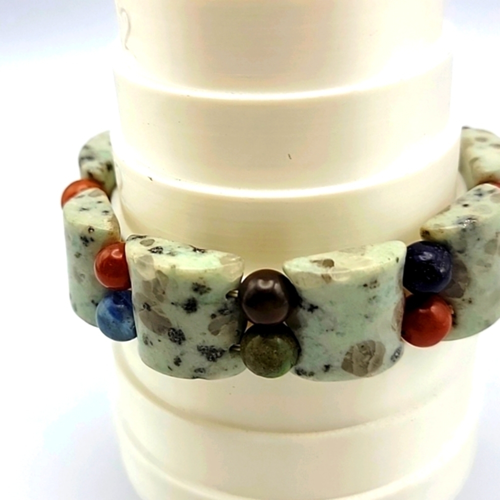 Mix Gem & Indian Opal 345 Cts Natural Gemstone Stretchable Bracelet Beaded Beads - Picture 6 of 7